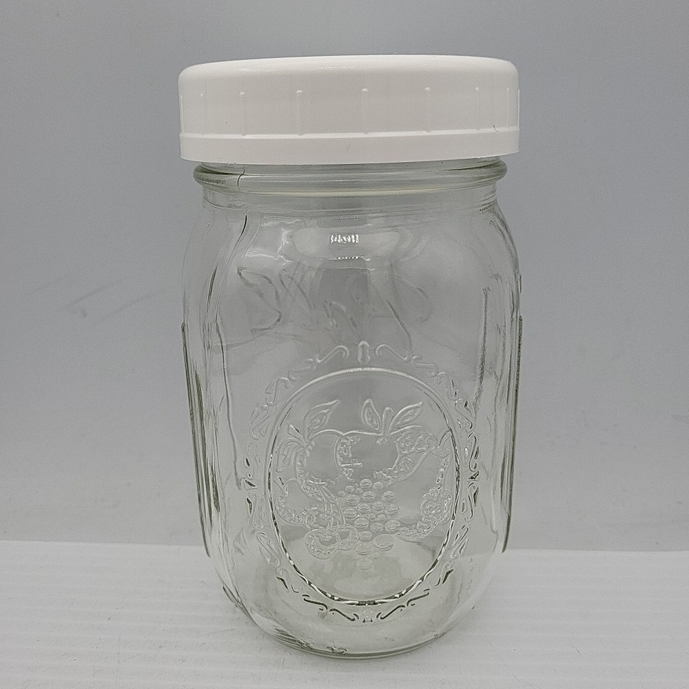 Ball 12oz Mason Jar Genuine Sculptured Glass Fruit Design  Regular Mouth